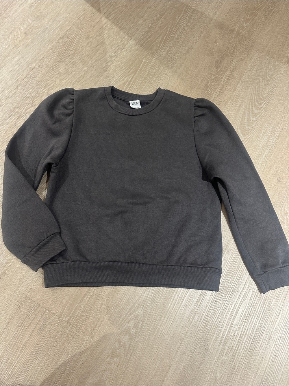 Zara Black Puff-Shoulder Sweatshirt